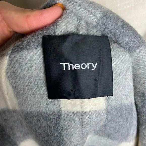 Theory Sileena Wool Cashmere Buffalo Plaid Open Coat Size Small